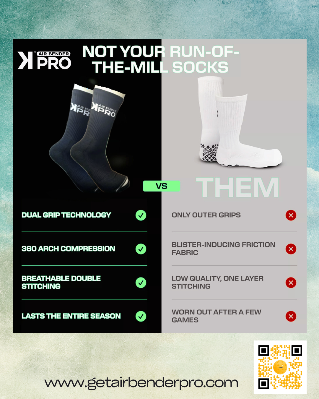 AIR BENDER PRO Non Slip Grip Socks for Men