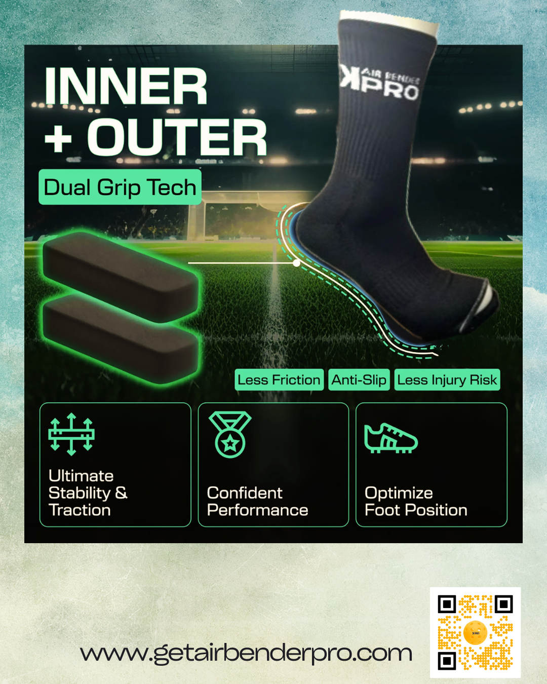 AIR BENDER PRO Non Slip Grip Socks for Men
