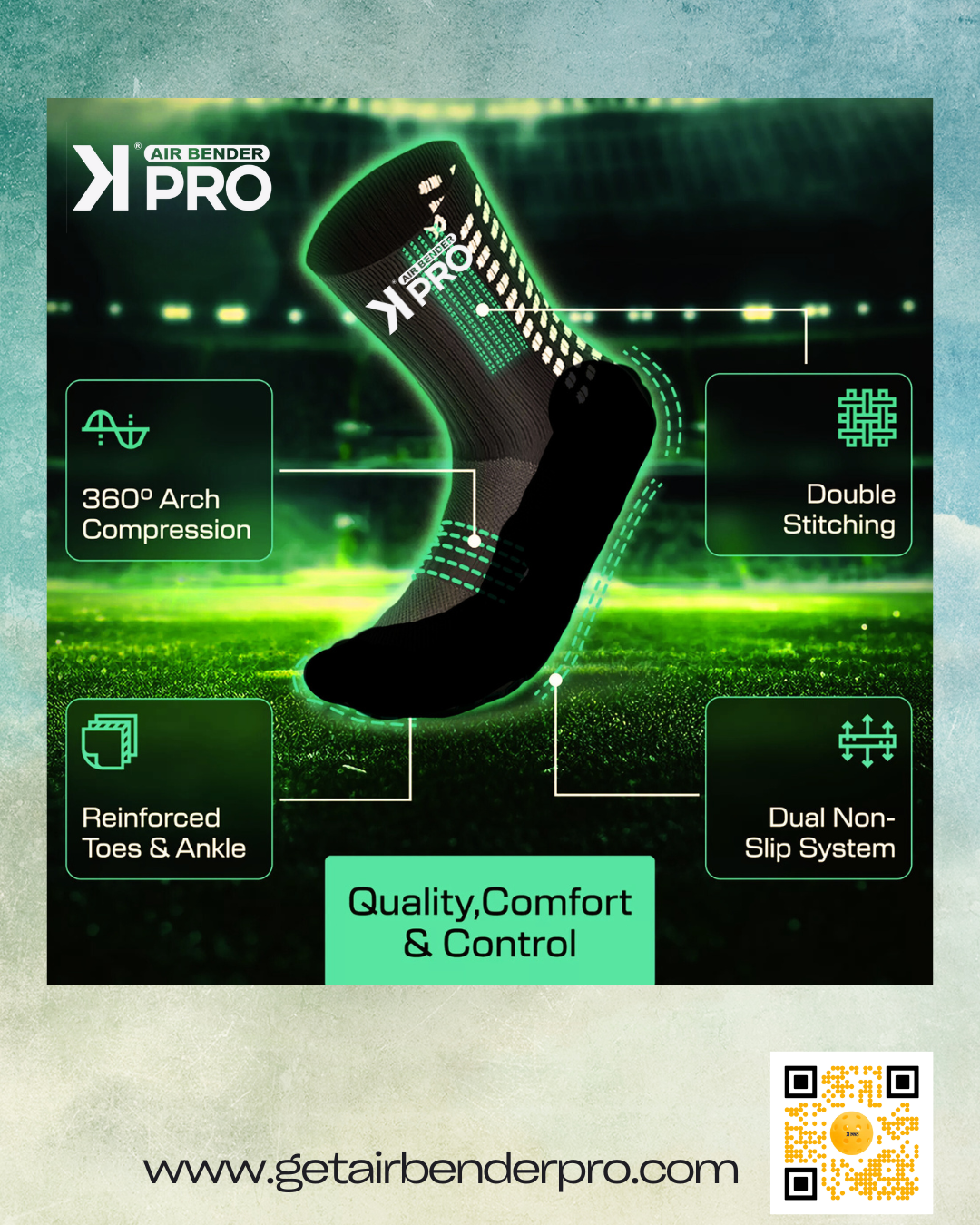 AIR BENDER PRO Non Slip Grip Socks for Men